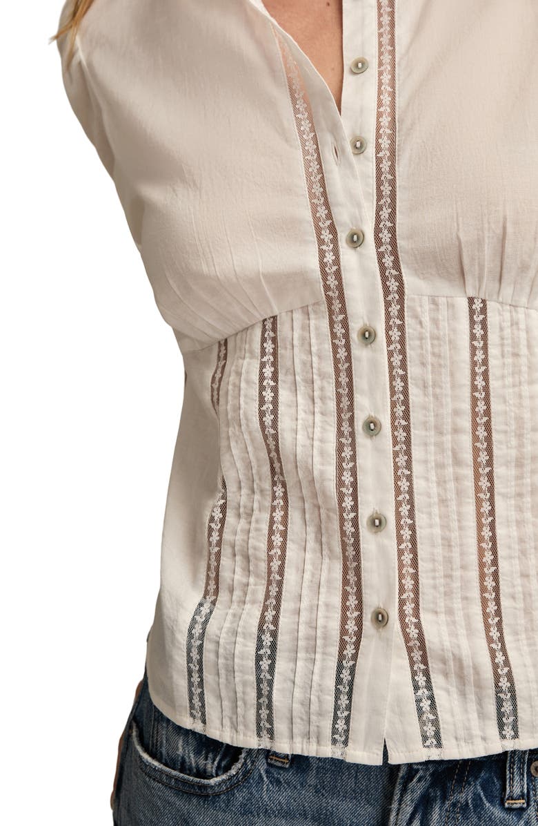 Lucky Brand Puff Sleeve Pintuck Button-Up Shirt, Alternate, color, White