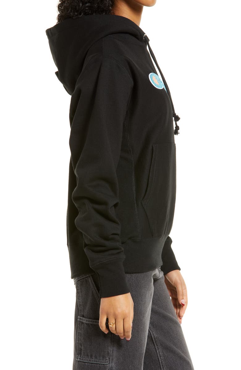 Champion Boyfriend Logo Reverse Weave<sup>®</sup> Cotton Blend Fleece Hoodie, Alternate, color,