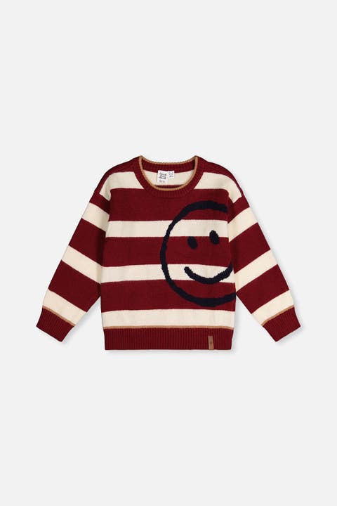 Knit Smiley Graphic Ribbed Cuffs Sweater (toddler, Little Kid & Big Kid)