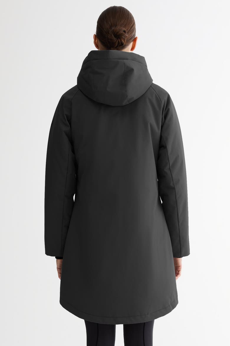 Mid-Length Windproof Parka Coat, Alternate, color, Black