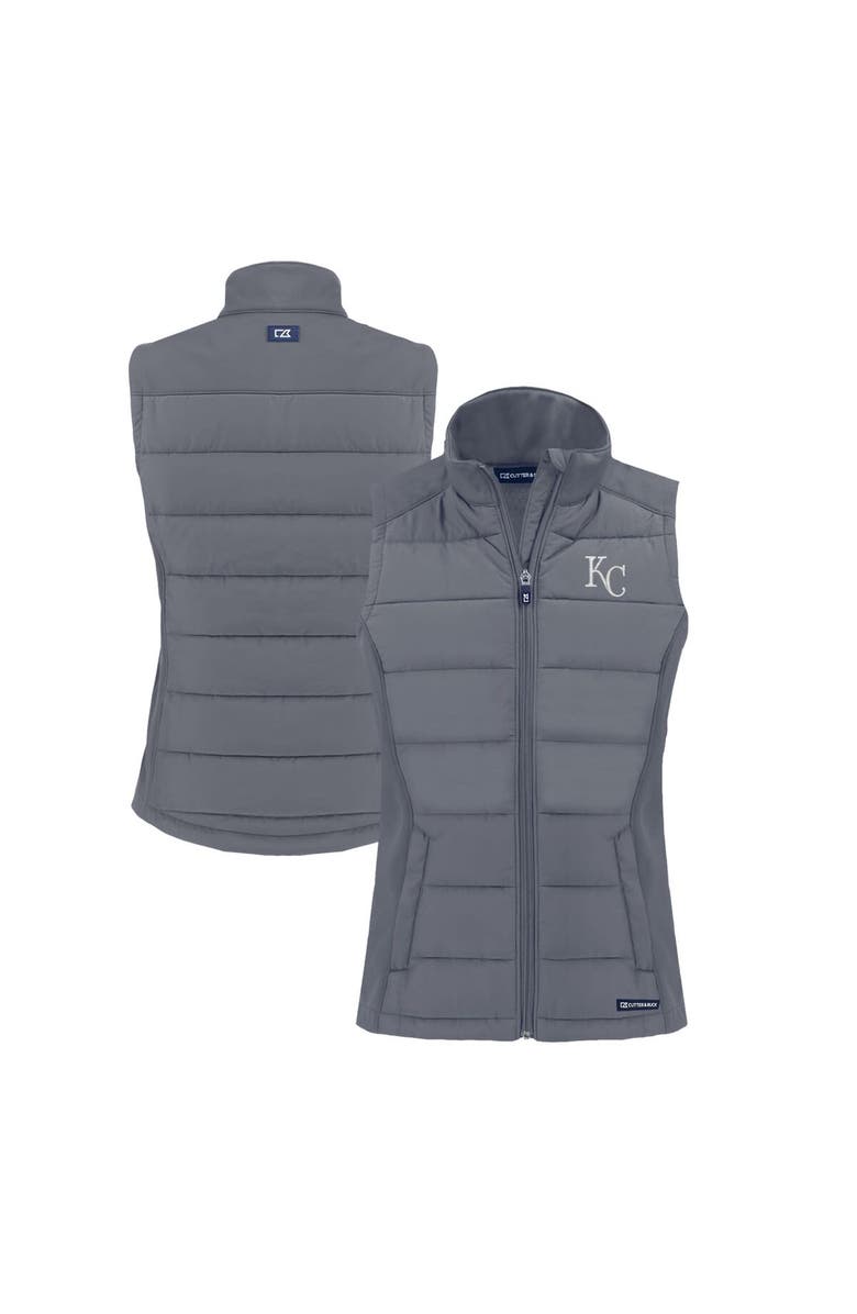 Cutter & Buck Women's Cutter & Buck Steel Kansas City Royals Evoke Hybrid Eco Softshell Recycled Full-Zip Vest, Main, color,