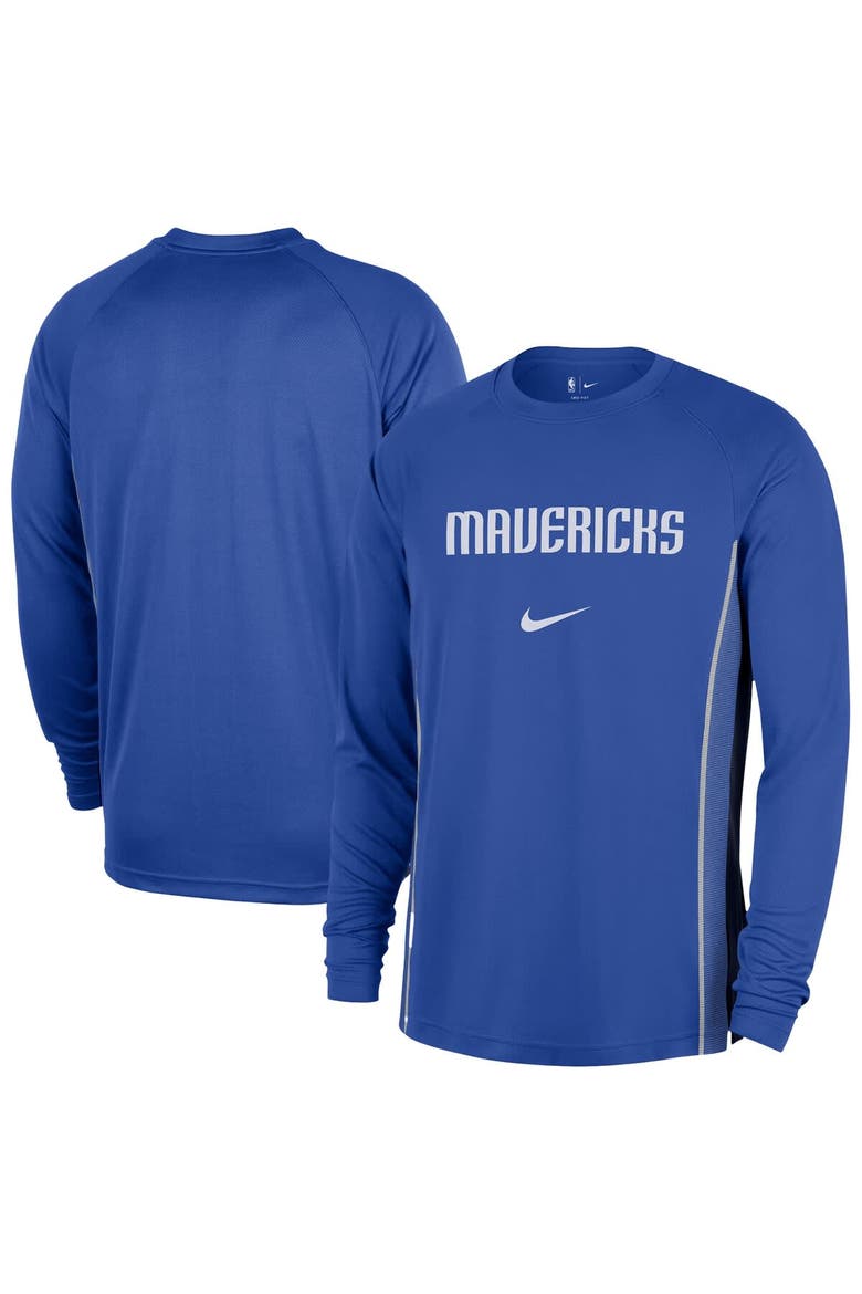 Men's Nike Blue Dallas Mavericks 2025/26 Authentic Pre-Game Legend Dri-FIT Long Sleeve Shooting Shirt, Main, color, Blue
