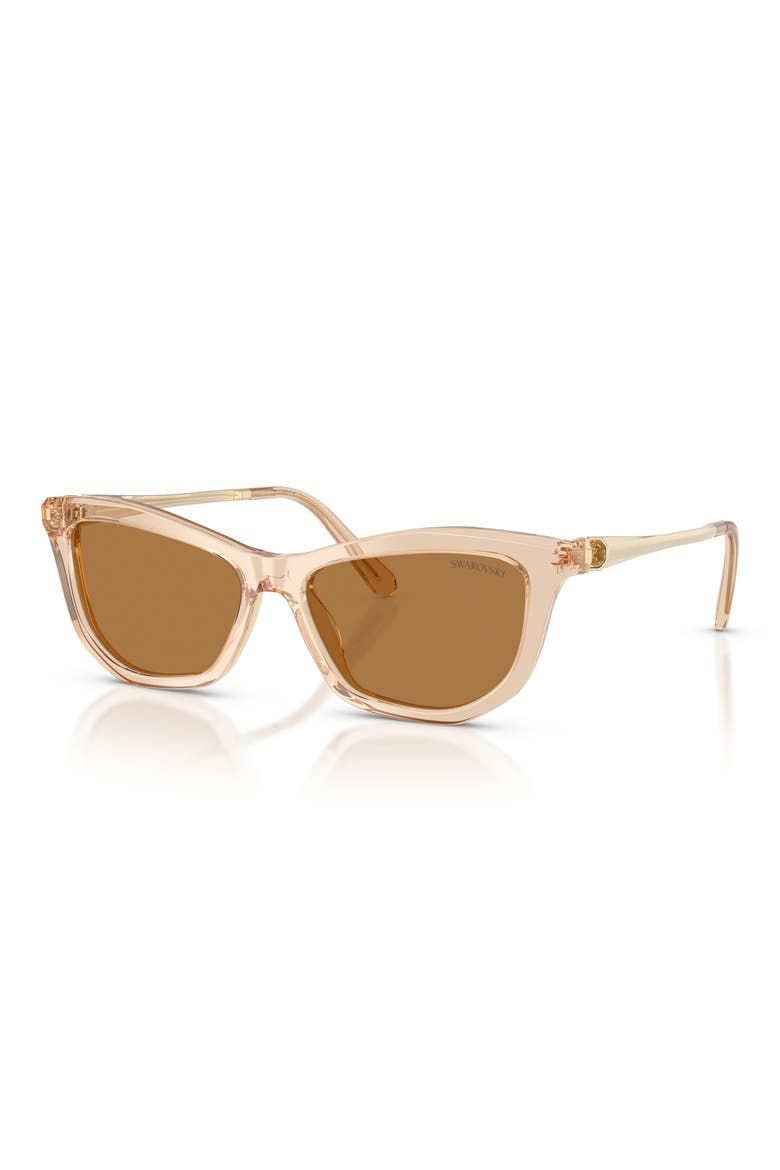 56mm Cat Eye Sunglasses, Alternate, color, TRANSPARENT BEIGE / BRONZE