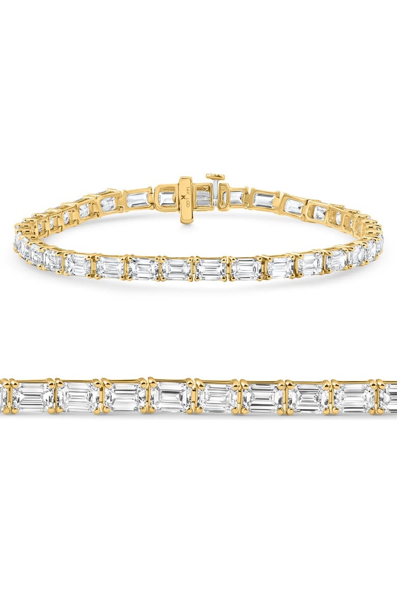 Bliss Diamond 12Ct Emerald Cut Diamond East West Tennis Bracelet 14k Gold Lab Grown, Main, color, 14K Yellow Gold