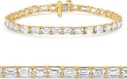 Bliss Diamond 12Ct Emerald Cut Diamond East West Tennis Bracelet 14k Gold Lab Grown
