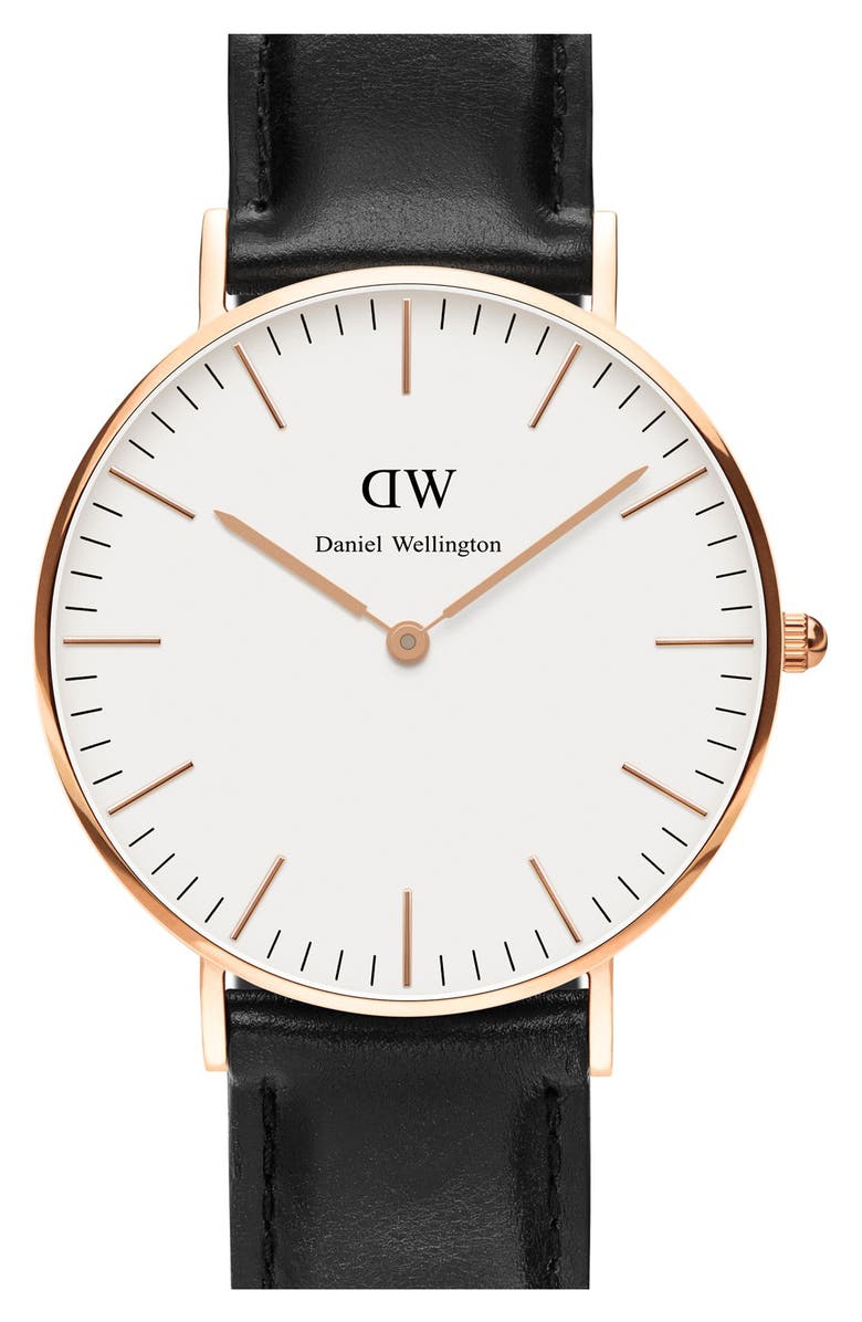Daniel Wellington 'Classic Sheffield' Leather Strap Watch, 36mm, Main, color, 