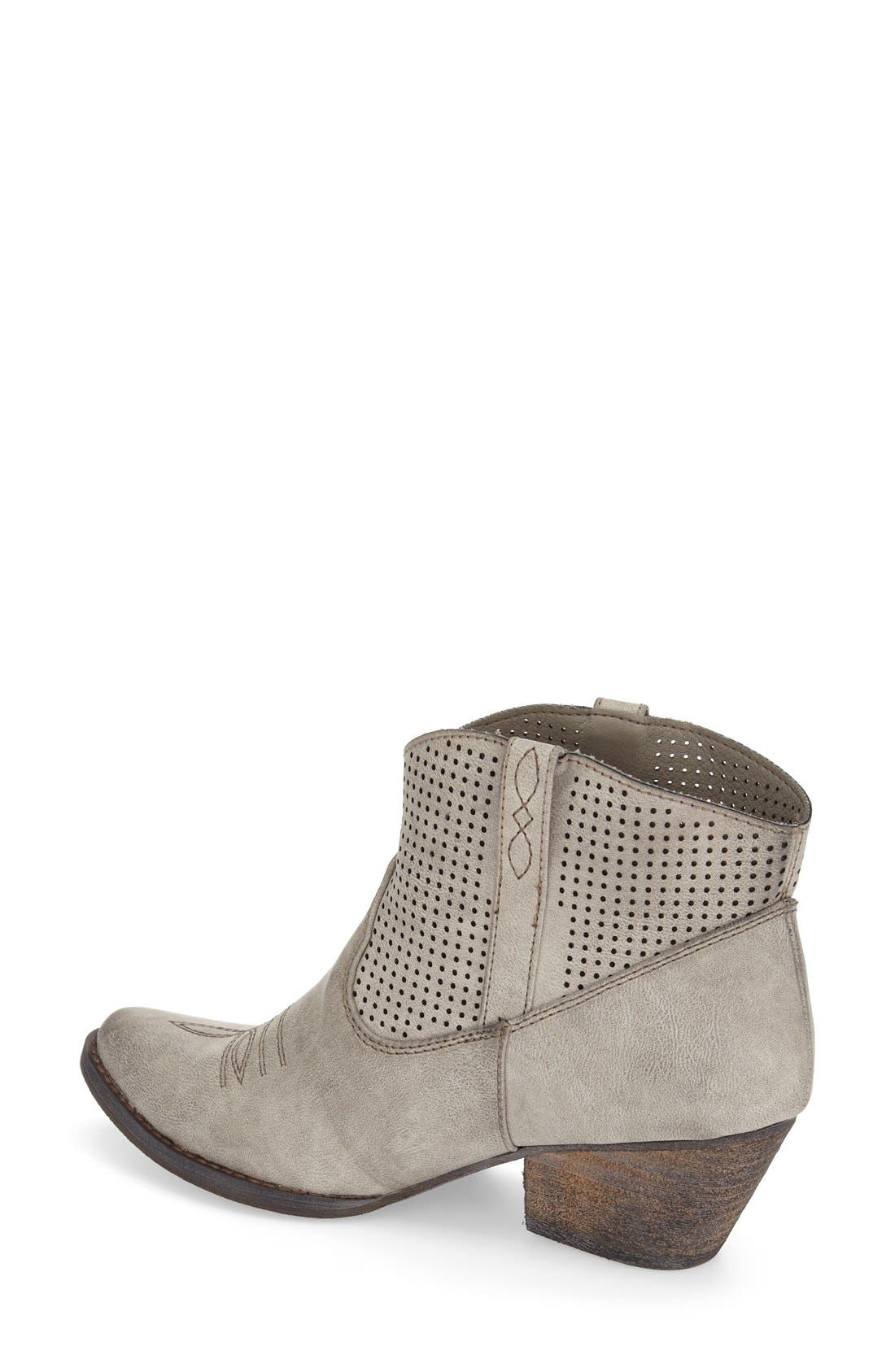 'Mishka' Perforated Western Bootie, Alternate, color, GREY FAUX LEATHER