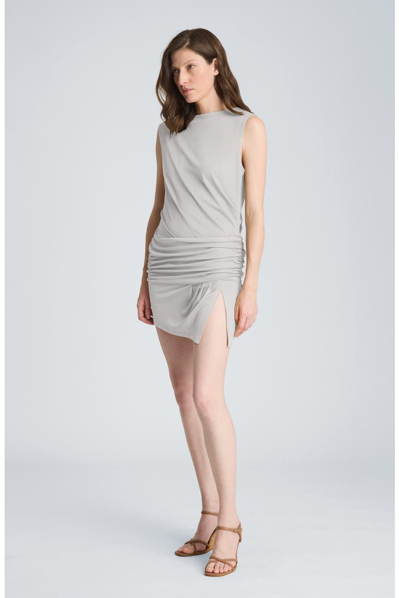 Ruched Drop Waist Minidress, Alternate, color, OYSTER