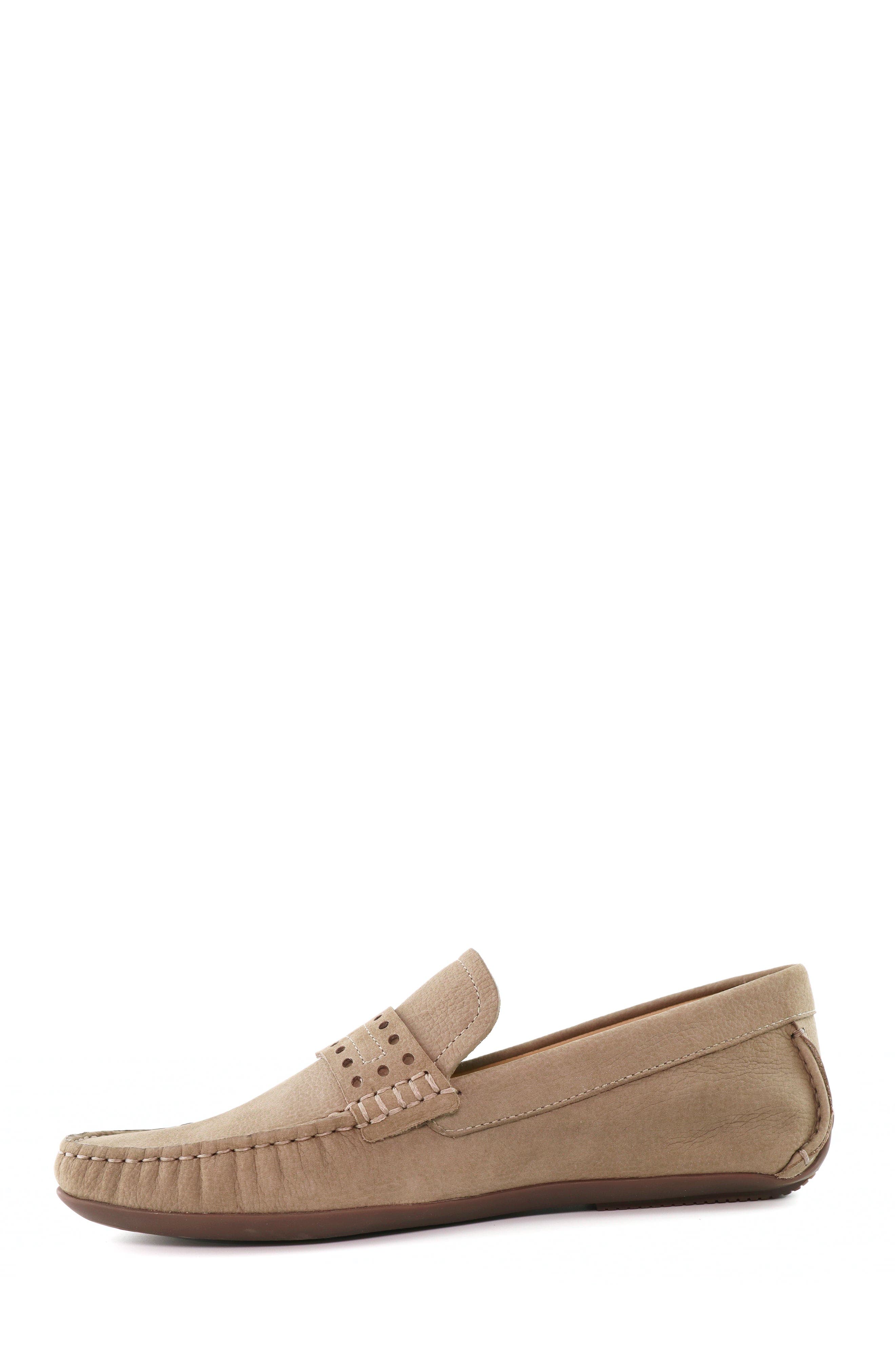 Bradford Street Leather Penny Driver Loafer, Alternate, color, Taupe Italo Grainy