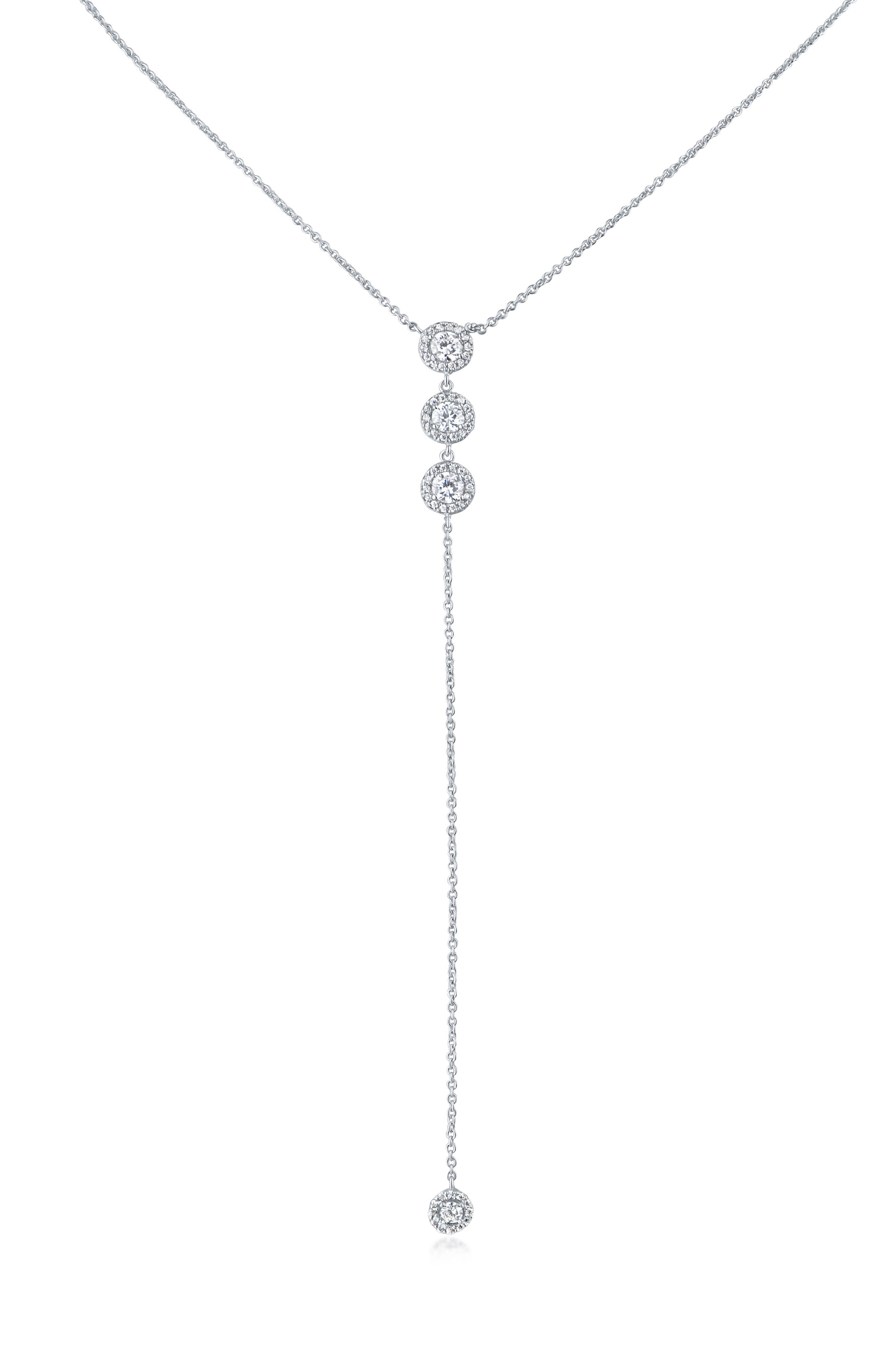 Cubic Zirconia Round Halo Y-Necklace