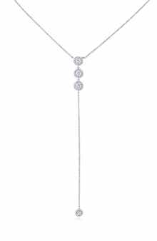 Cubic Zirconia Round Halo Y-Necklace