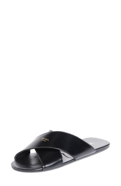 関税込み【PRADA】Woman's Flat Sandals Prada Flat Leather and Cord Sandals | Saks Fifth Avenue