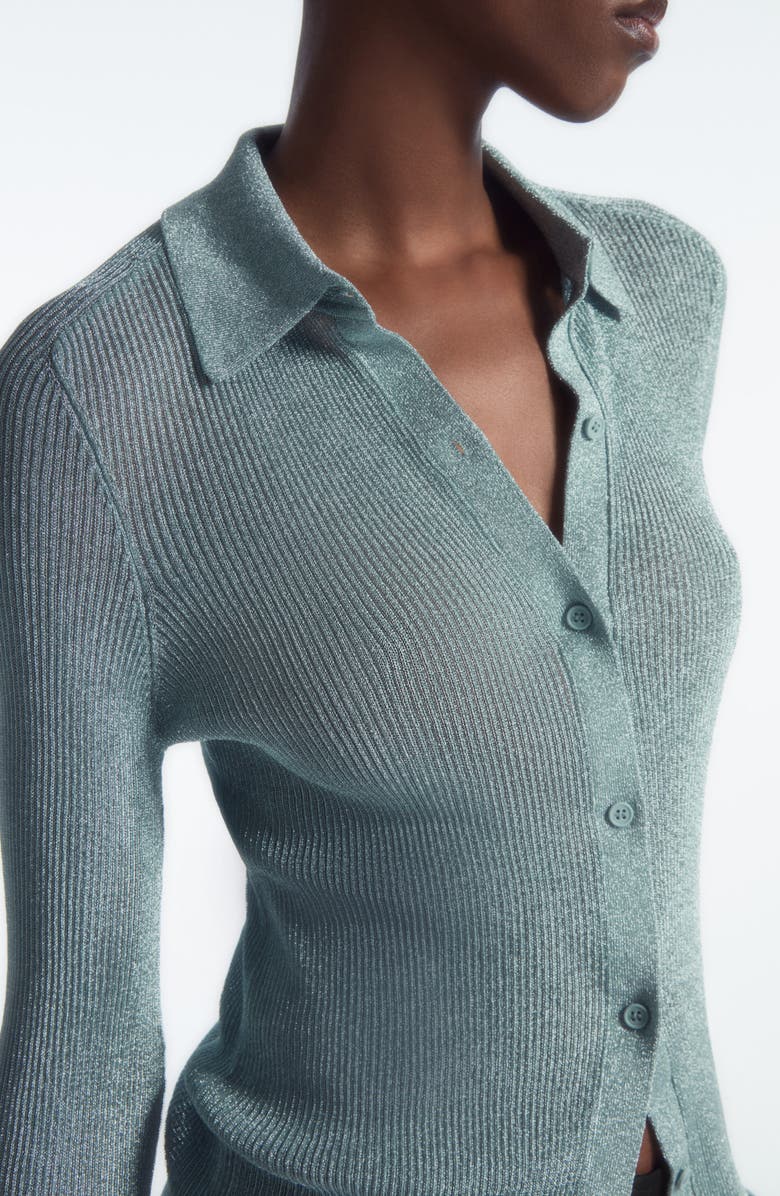 COS Metallic Rib Cardigan, Alternate, color, 