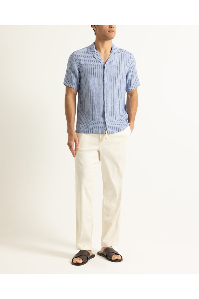 Maitan Lino Relaxed Fit Linen Stripe Shirt, Main, color, Bergamo Blue Stripe