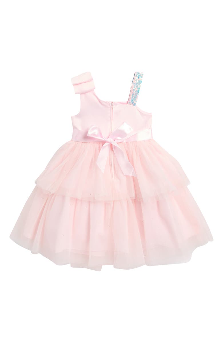 Rare Editions Kids' Asymmetric Bow Satin Dress, Alternate, color, 