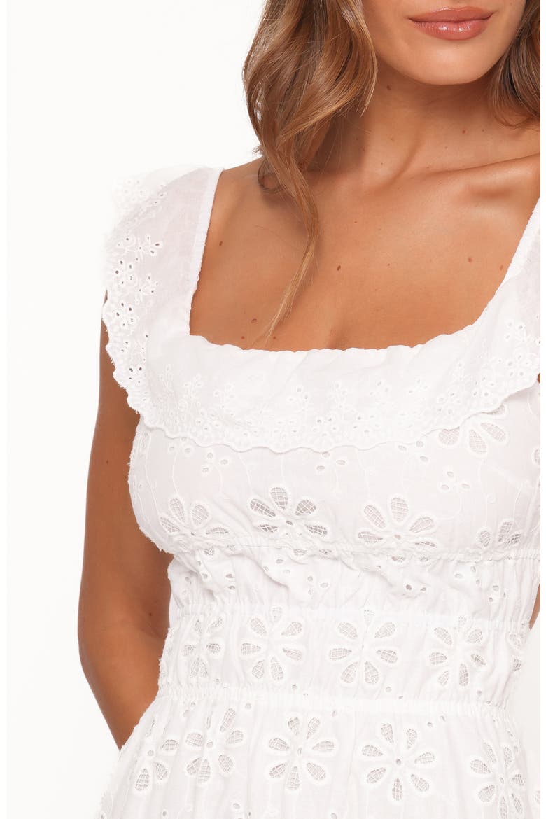 Elywn Embroidered Eyelet Cotton Maxi Dress, Alternate, color, WHITE