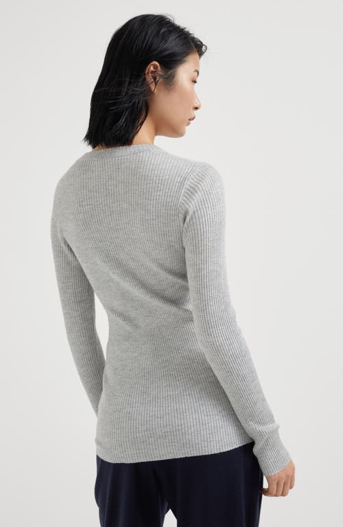 Brunello Cucinelli Cashmere Basic Crewneck Sweater In Light Grey