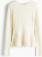 H&M Bead-embellished Peplum Top