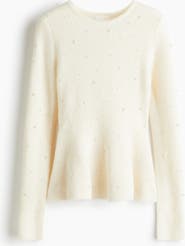 H&M Bead-embellished Peplum Top