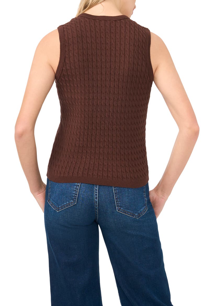 Cable Stitch Cotton Sweater Tank, Alternate, color, CHICORY COFFEE