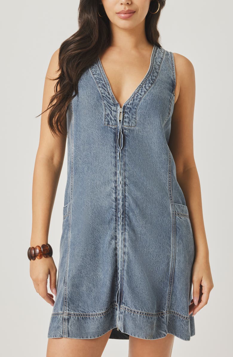 Splendid Lounge Zip Front Minidress, Alternate, color, Indigo Blue