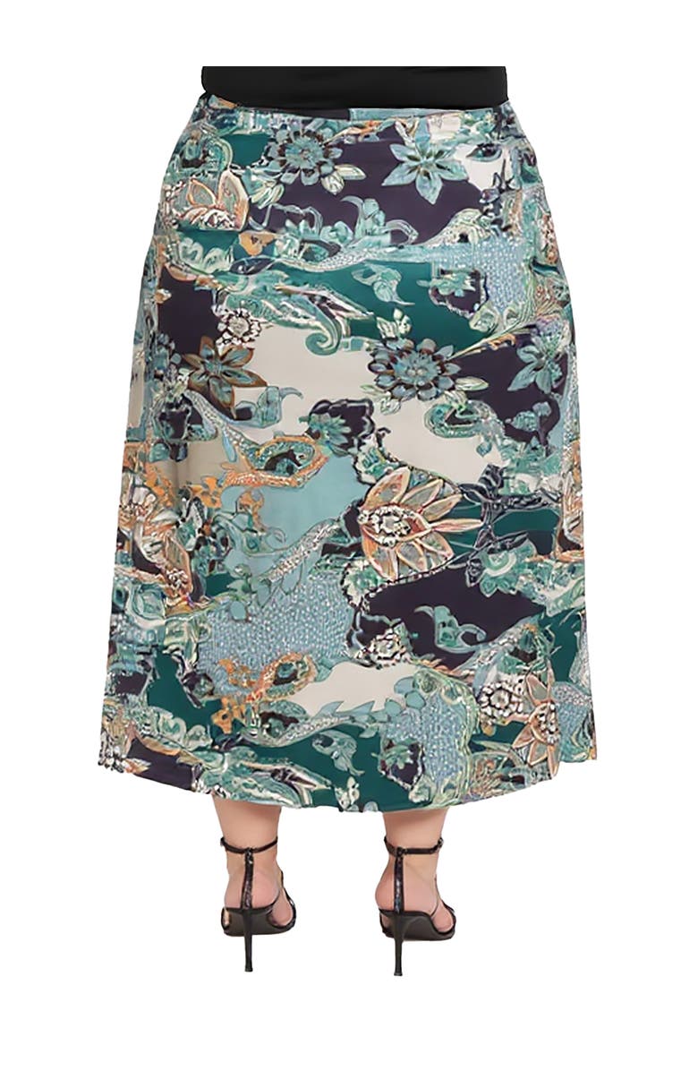 24seven Comfort Apparel Paisley Print Maxi Skirt, Alternate, color, Green Multi