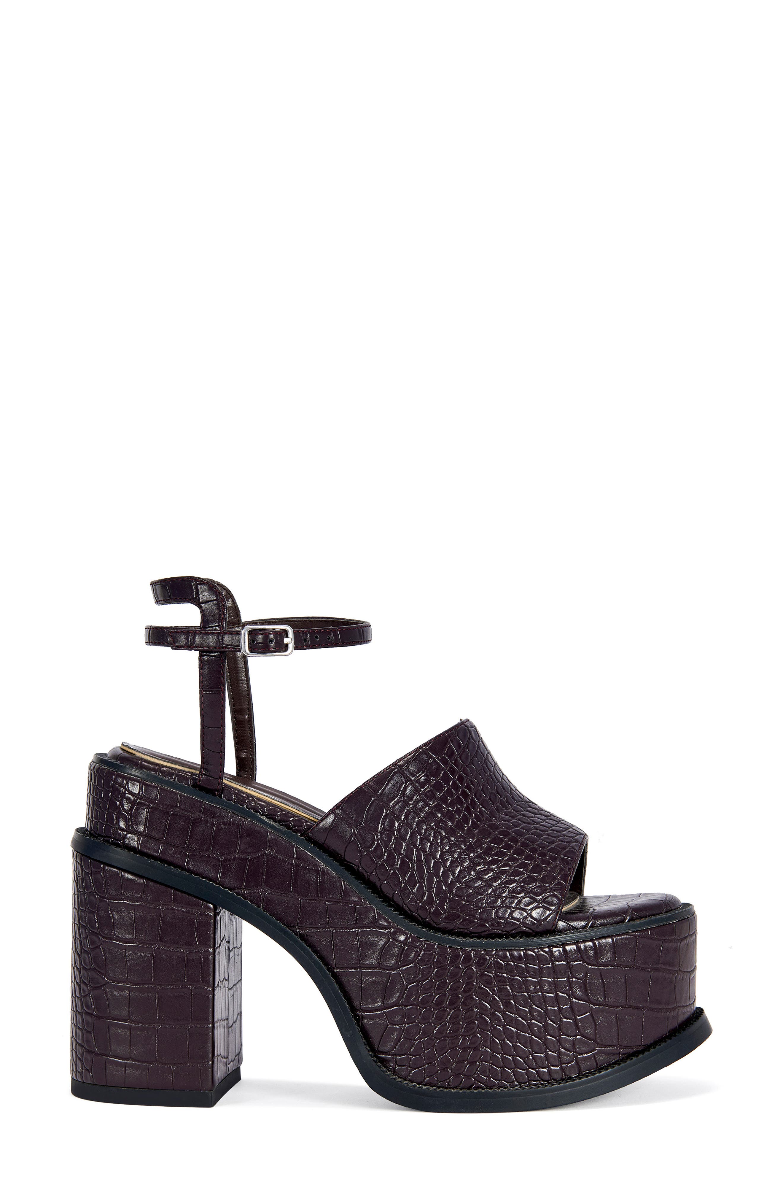 Anthelmine Croc Embossed Platform Sandal, Alternate, color, ESPRESSO