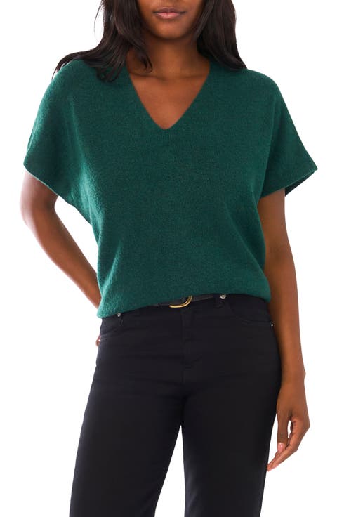 V-Neck Short Sleeve Boxy Sweater