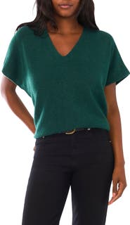 Vince Camuto V-Neck Short Sleeve Boxy Sweater