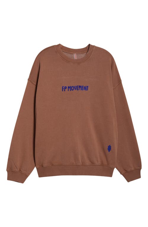 Free People Intimately Fp All Star Embroidered Logo Cotton Blend Sweatshirt In Brown