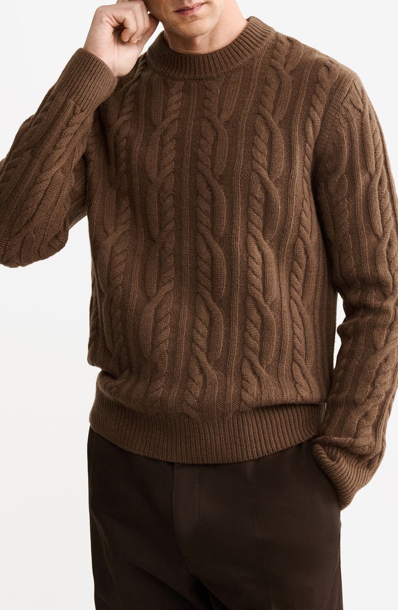 MANGO Wool Cable Sweater, Main, color, Caramel