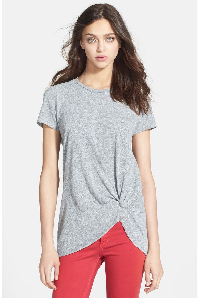 Knot Detail Heathered Tee, Main, color, HEATHER GREY