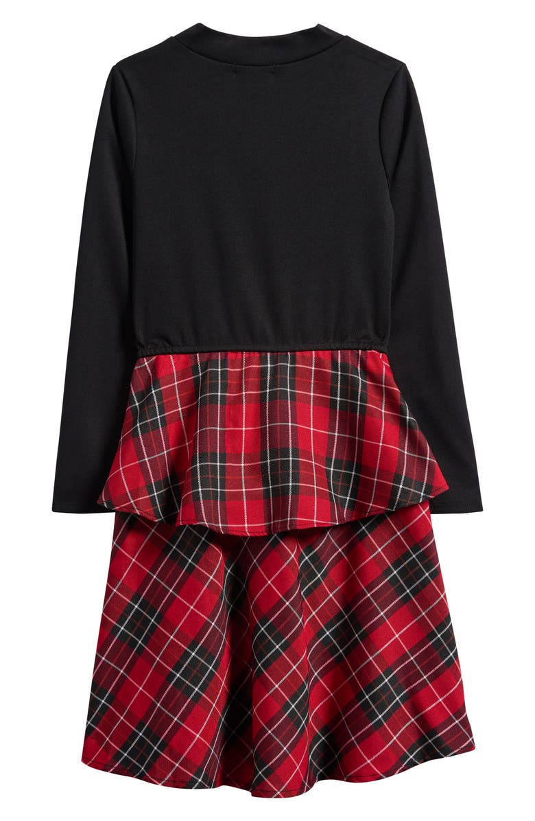 Ava & Yelly Kids' Ponté Plaid Skirt Dress, Alternate, color, Black
