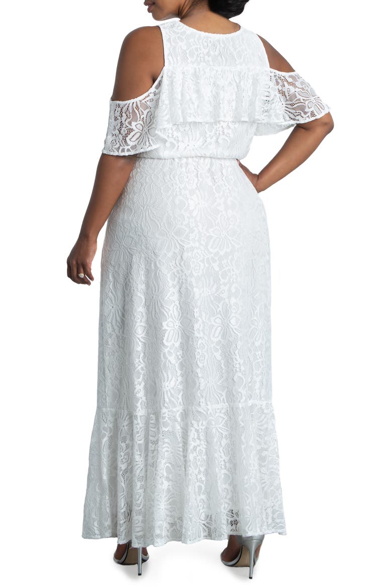 Savannah Cold Shoulder Lace Gown, Alternate, color, PEARL
