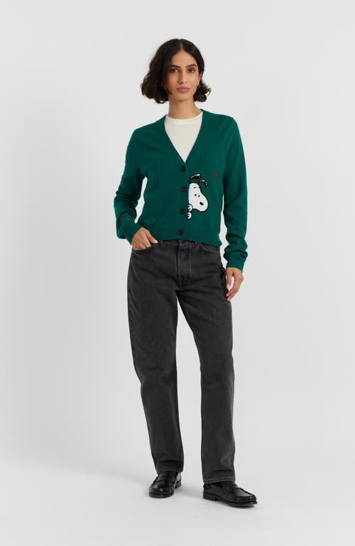 Chinti & Parker Wool Cashmere Snoopy Peek Cardigan In Green