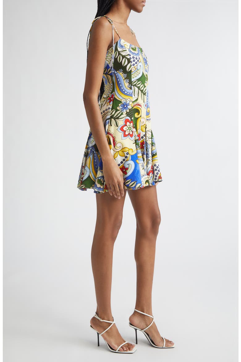 Floral Tie Strap Minidress, Alternate, color, HEAT WAVE
