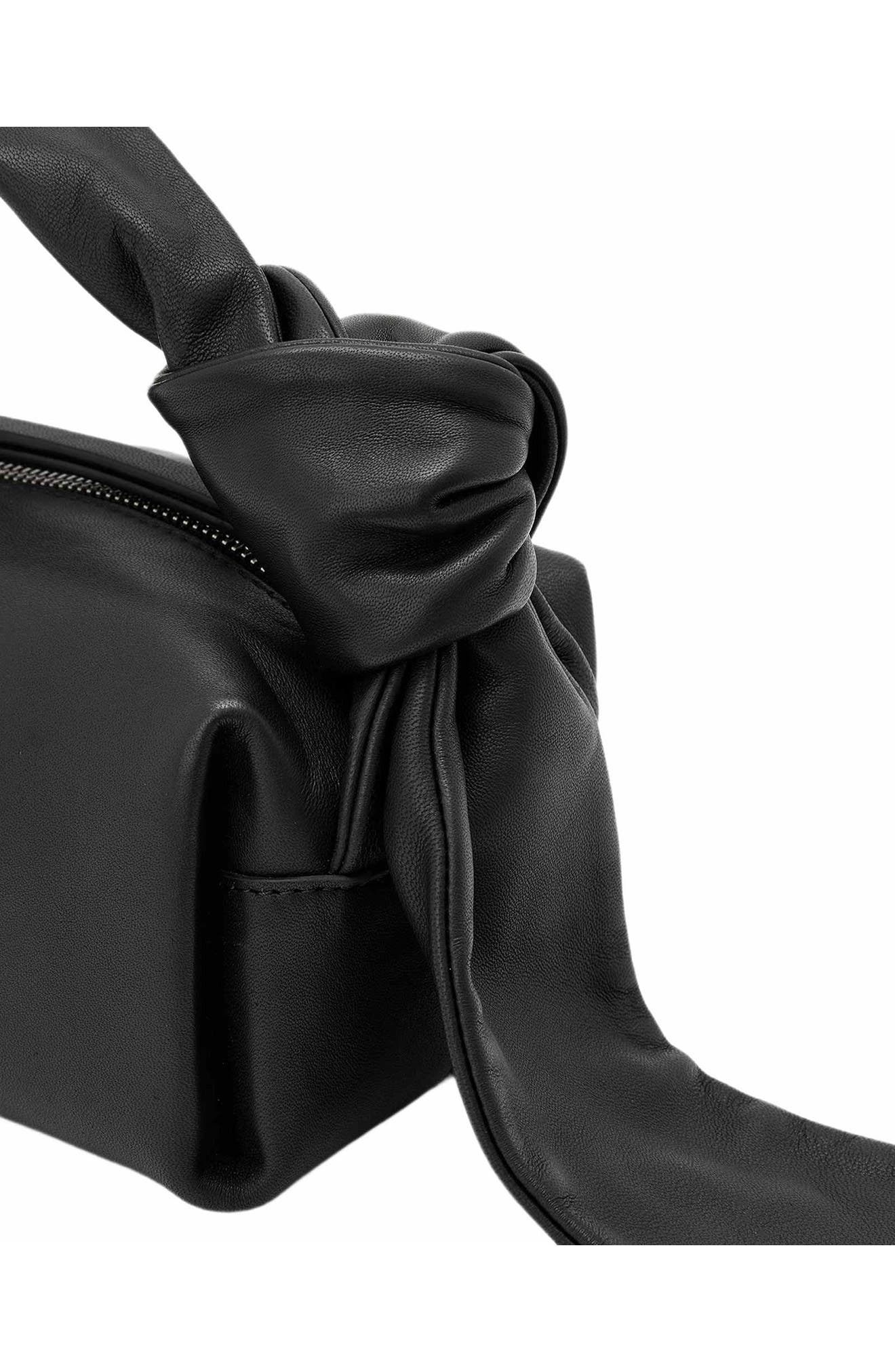 Effie Knot Micro Leather Bag, Alternate, color, BLACK