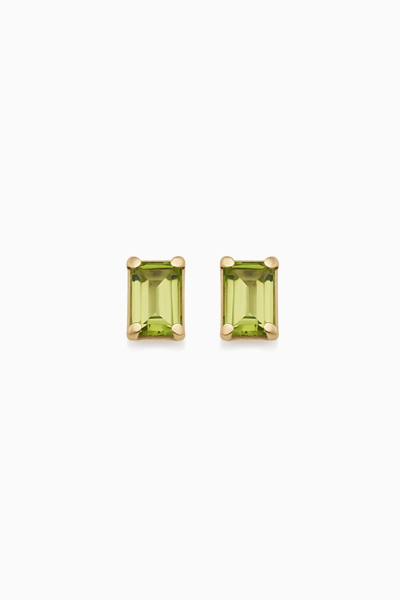 14K Gold Date Me Birthstone Stud Earrings, Alternate, color, Peridot - August