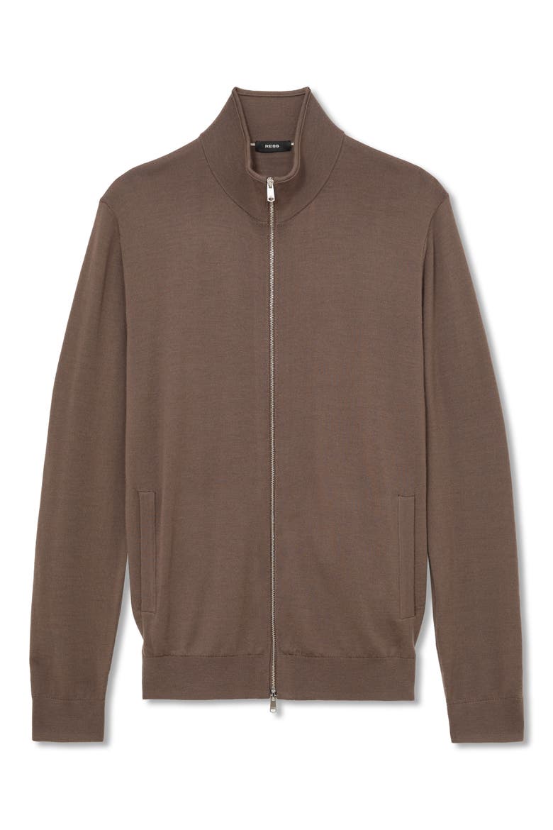 Hampshire Merino Wool Full Zip Cardigan, Alternate, color, RIDGE BROWN