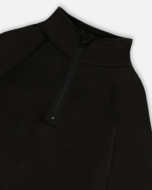 Deux Par Deux Kids Gender Inclusive Two-piece Thermal Underwear Set In Black