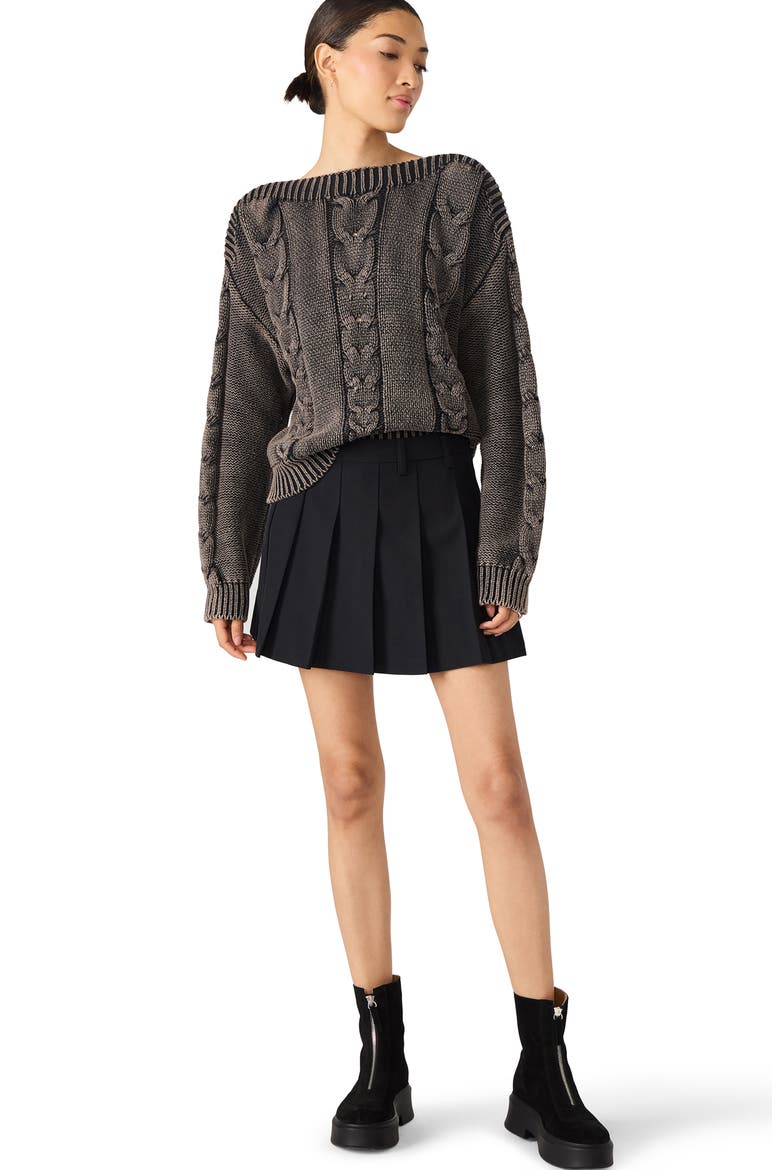 Margo Pleated Miniskirt, Alternate, color, BLACK