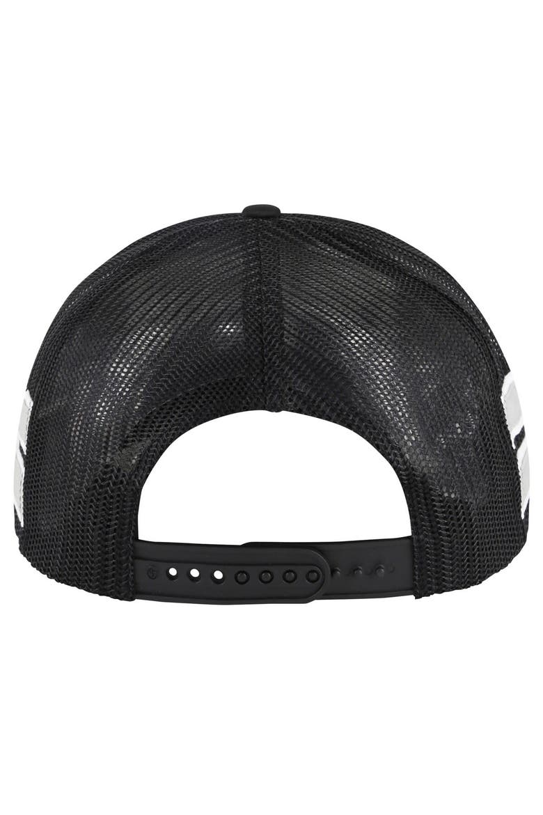 Men's '47 Black Los Angeles Kings Sideband Stripes Trucker Snapback Hat, Alternate, color, Black