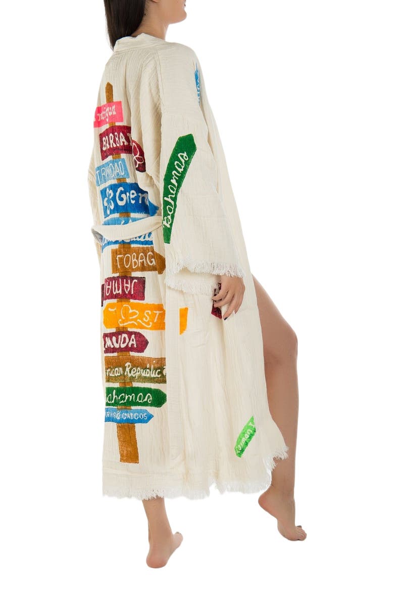 Arwen - Signage Pattern Handmade Cotton Robe Cover-Up, Alternate, color, Off-White