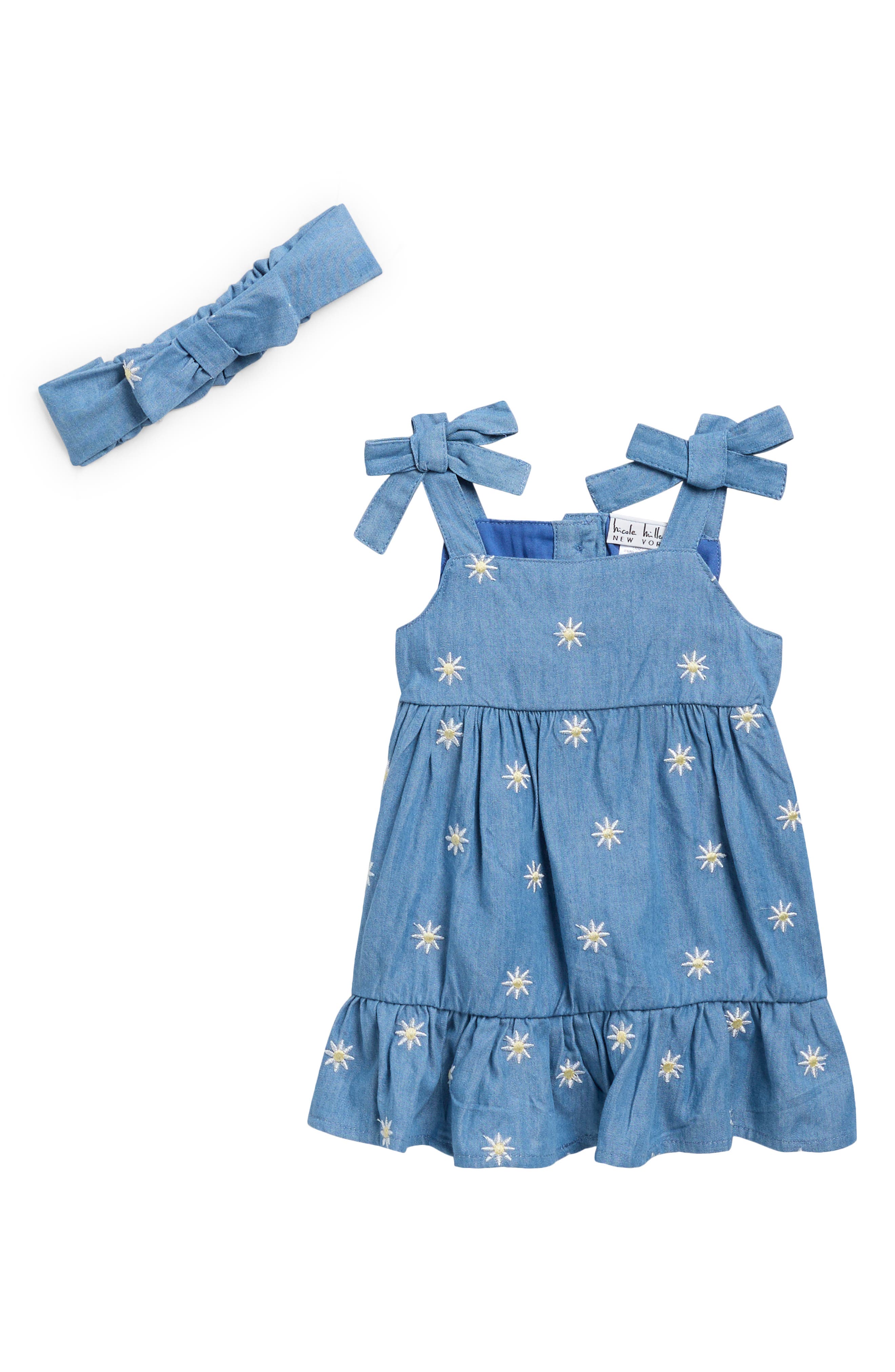 Nicole Miller Kids' Daisy Denim Dress & Headband Set