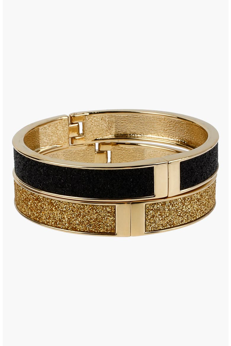 Hinged Glitter Bangles, Main, color, BLACK/ GOLD