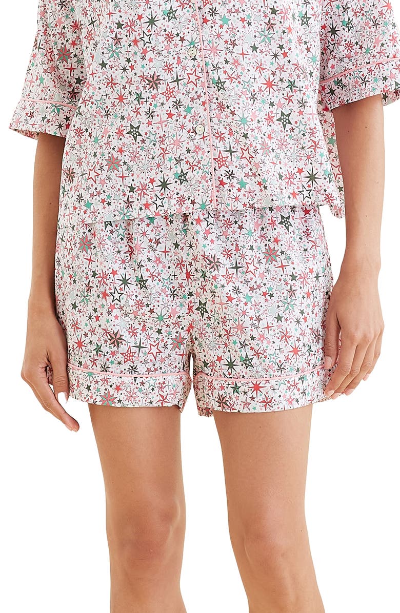 Papinelle Christmas Stars Cotton Sateen Short Pajamas, Alternate, color,