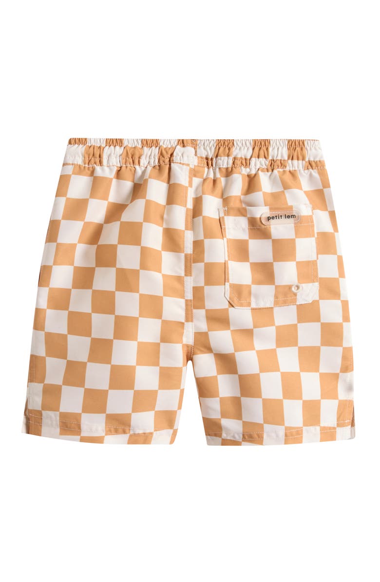 Petit Lem Checkerboard Swim Trunks, Alternate, color, Yellow