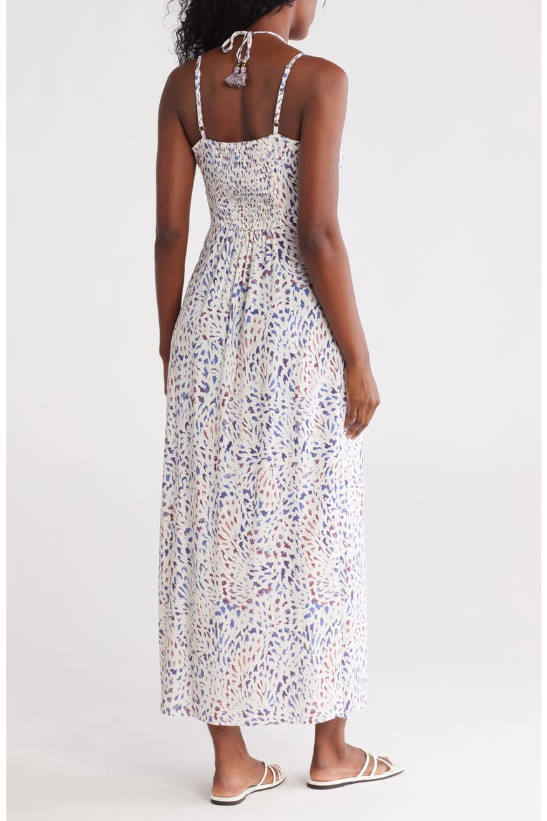 Tie Keyhole Maxi Dress, Alternate, color, NATURAL/ INK