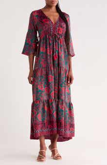 Three Quarter Sleeve Maxi Dress