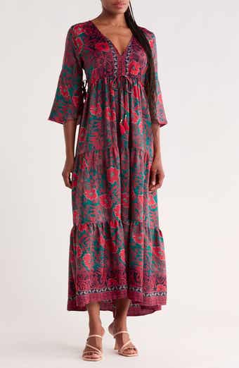 Three Quarter Sleeve Maxi Dress